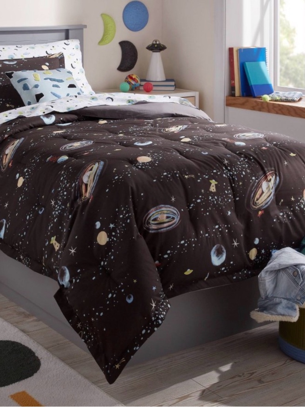 Pillowfort Twin Glow in the Dark Space Comforter Set Kids Bedding w/ Sham NIP